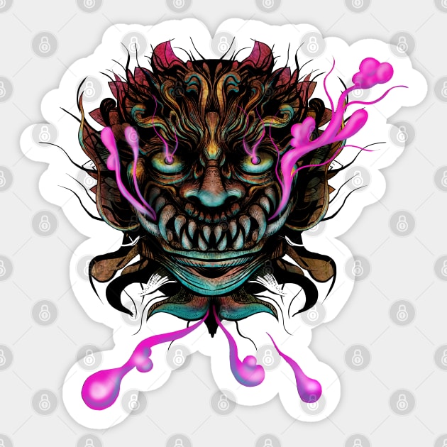 Japanese Dragon Mask Sticker by fakeface